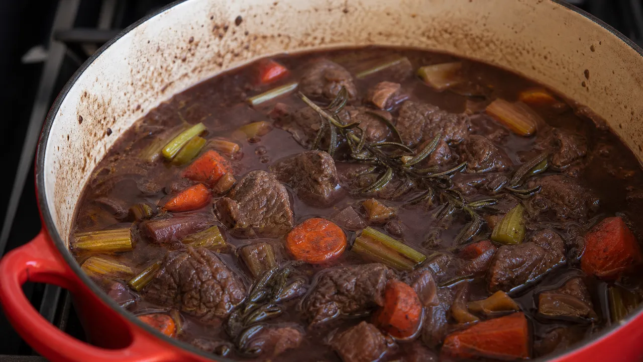 Civet de chevreuil recette grand chef dans une cocotte au vin rouge
