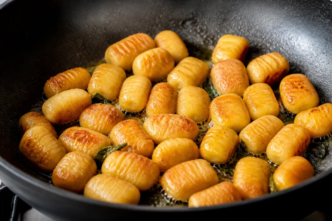 Gnocchis frais à la poêle, dorés et croustillants