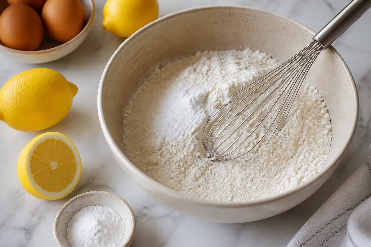 Ingrédients pour un gâteau moelleux sans œuf, sans lait