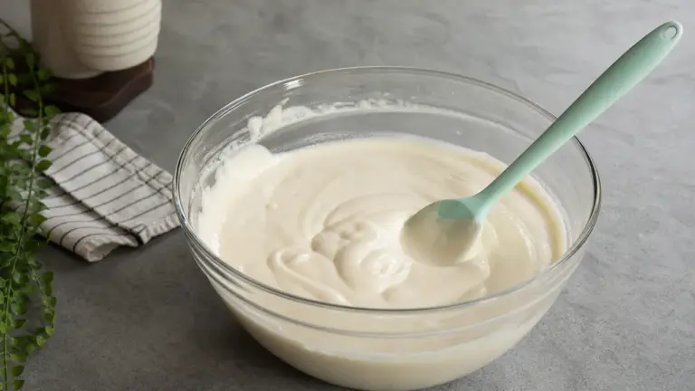 Pâte à gâteau sans œuf ni lait dans un bol