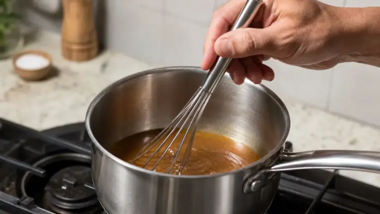 Sauce trop liquide qu'on épaissit en la faisant réduire