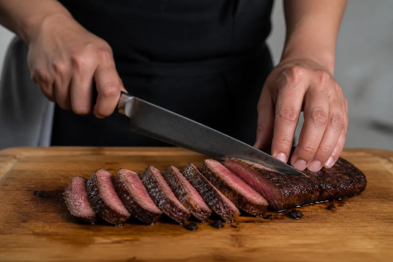 Découper une viande de bœuf trop dure en tranches fines